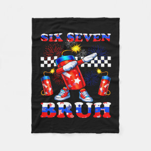 4th of july six seven bruh firecracker dabbing 67 fleece blanket