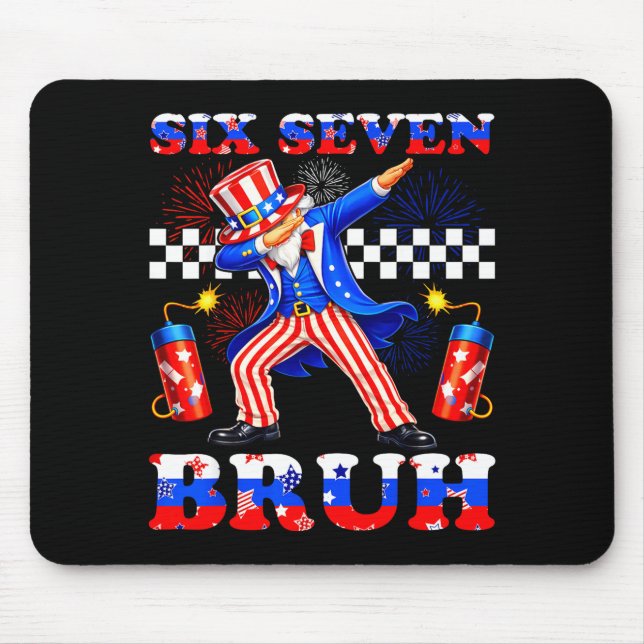 4th of july six seven bruh uncle sam dabbing 67 mouse pad (Front)