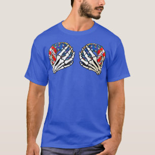 4th Of July Skeleton Hand Holding Doughnuts Americ T-Shirt
