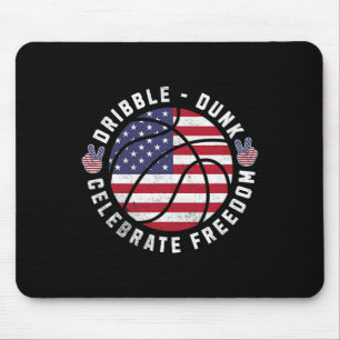 4th Of July Sketll Usa Flag Celebrate Independence Mouse Pad