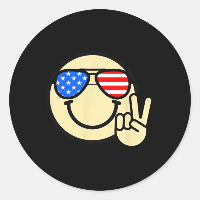 4th Of July Smile Face  Classic Round Sticker (Front)