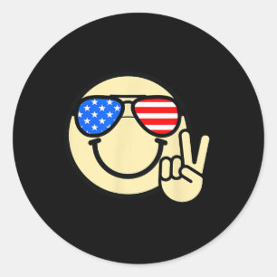 4th Of July Smile Face Classic Round Sticker