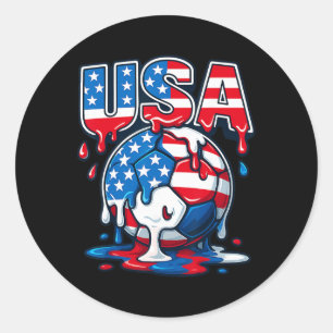 4th Of July Soccer Ice Cream Kids Design Classic Round Sticker