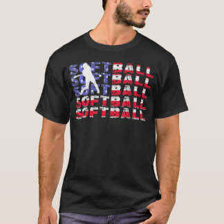 4Th Of July Softball American Flag Patriotic T-Shirt