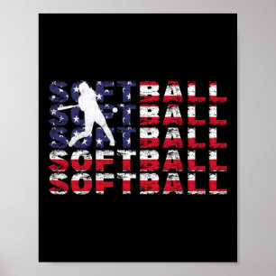 4th Of July Softll American Flag Vintage Patriotic Poster