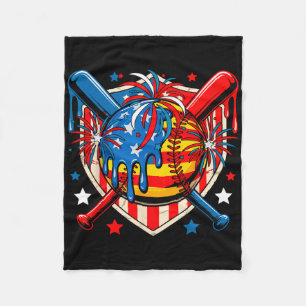 4th Of July Softll Costume Drip As Ice Cream Patri Fleece Blanket