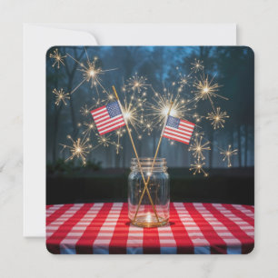 4th of July Sparklers and Flags Invitation