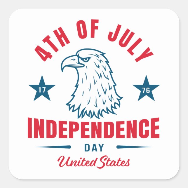 4th of July  Square Sticker (Front)