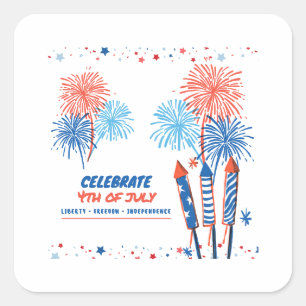 4th of july square sticker