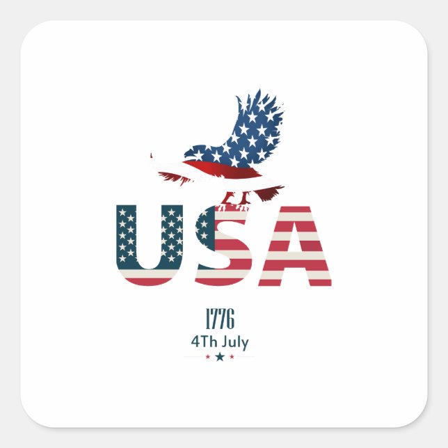 4th of July Square Sticker (Front)