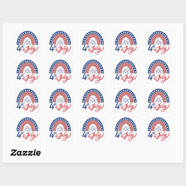 4th of July Square Sticker (Sheet)