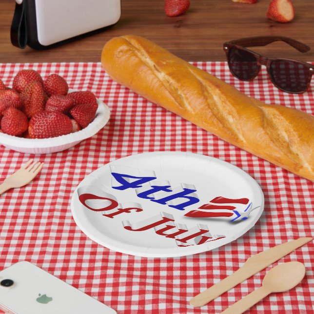 4th of July Star Stripes Paper Plate (Picnic)