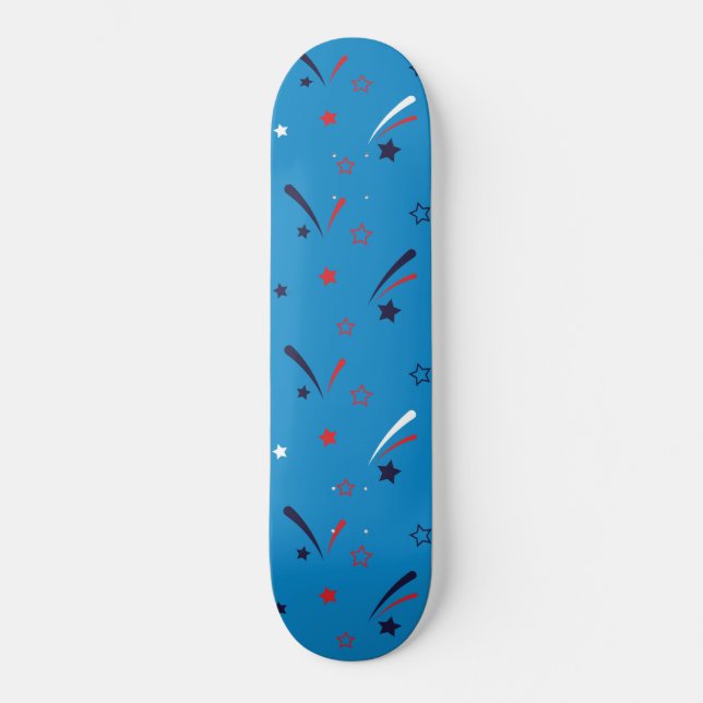 4th Of July Stars and Fireworks Pattern Skateboard (Front)