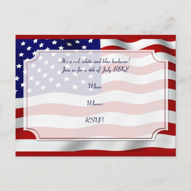 4th of July Stars and Stripes Forever Flag Invitation Postcard (Front)