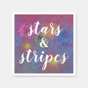 4th of July Stars and Stripes Patriotic Fireworks Napkin
