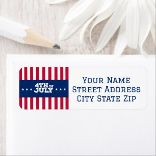 4th of July Stars and Stripes Return Address Label