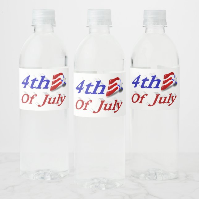 4th of July Stars and Stripes Water Bottle Label (Bottles)