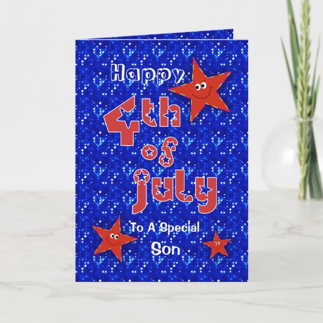 4th of July Stars for Son Card (Front)