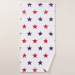 4th of July Stars Grunge Abstract Seamless Pattern Bath Towel