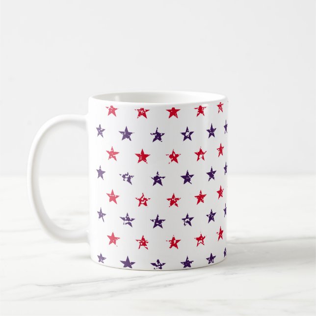 4th of July Stars Grunge Abstract Seamless Pattern Coffee Mug (Left)