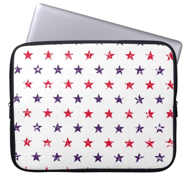 4th of July Stars Grunge Abstract Seamless Pattern Laptop Sleeve (Front)