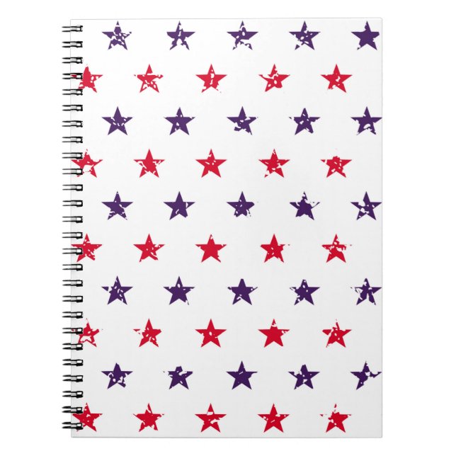 4th of July Stars Grunge Abstract Seamless Pattern Notebook (Front)