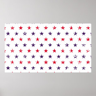 4th of July Stars Grunge Abstract Seamless Pattern Poster
