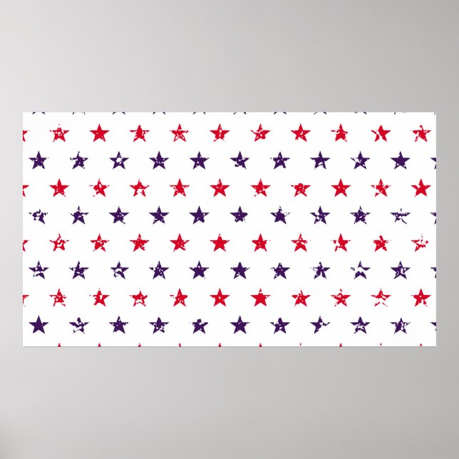 4th of July Stars Grunge Abstract Seamless Pattern Poster (Front)