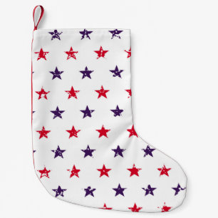 4th of July Stars Grunge Abstract Seamless Pattern Small Christmas Stocking