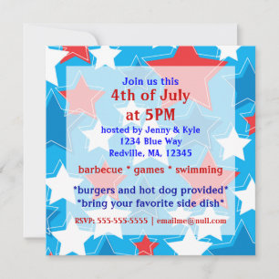 4th of July Stars Party Invitations