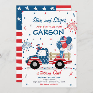 4th Of July Stars Stripes And Birthday Fun Invitation