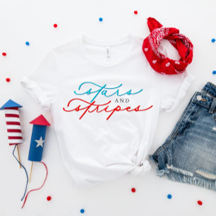 4th of July Stars & Stripes Cute Script T-Shirt