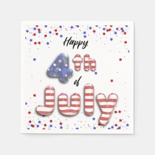 4th of July Stars Stripes Foil Balloons Napkin