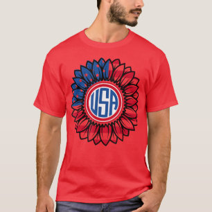 4th Of July Sunflower USA Patriotic American Flag T-Shirt
