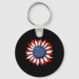 4th Of July Suower Usa Aamerican Flag Patriotic Key Ring