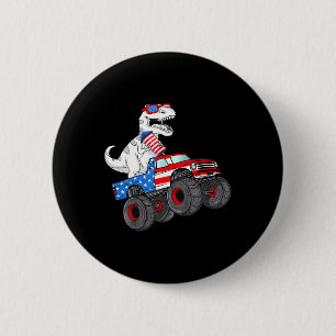 4th Of July T Rex Dino Trex Dinosaur Monster Truck 6 Cm Round Badge