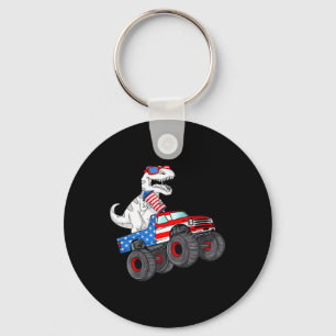 4th Of July T Rex Dino Trex Dinosaur Monster Truck Key Ring