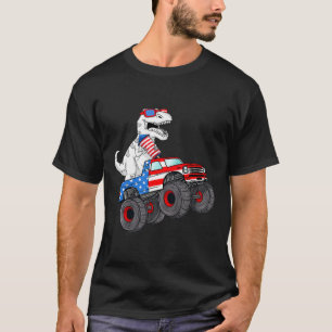 4th Of July T Rex Dino Trex Dinosaur Monster Truck T-Shirt