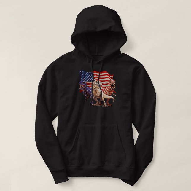 4th of July T-Rex Dinosaur Independence Day Boys U Hoodie (Design Front)