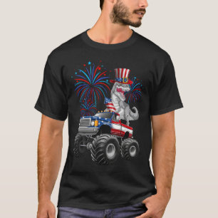 4th Of July T Rex Dinosaur Monster Truck Fireworks T-Shirt