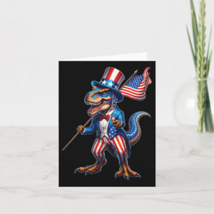 4th Of July T-rex Usa Patriotic American Flag Dino Card