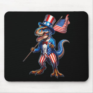 4th Of July T-rex Usa Patriotic American Flag Mouse Pad