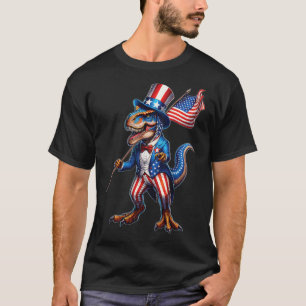 4th Of July T-rex Usa Patriotic American Flag  T-Shirt