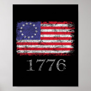 4th Of July T Shirt American Flag Betsy Ross 1776 Poster