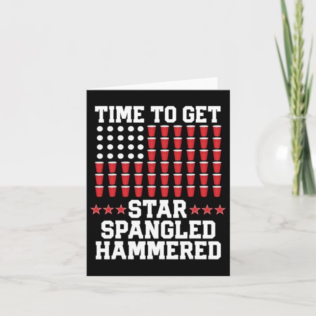 4th Of July T Shirt Gift Beer Pong American Flag D Card (Front)