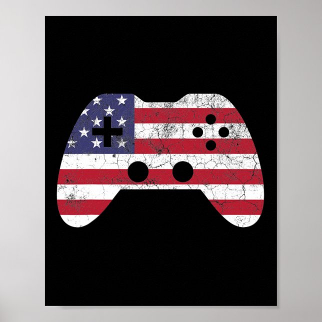 4th Of July T Shirt Video Game Gamer Kids Boys Men Poster (Front)