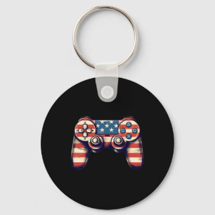 4th Of July T Shirt Video Game Kids Boys Men Key Ring