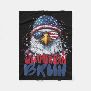 4th Of July Tee All American Bruh Eagle Kids Teen Fleece Blanket