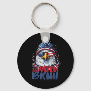 4th Of July Tee All American Bruh Eagle Kids Teen Key Ring