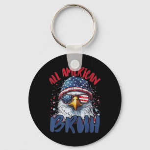 4th Of July Tee All American Bruh Funny Kids Teen Key Ring